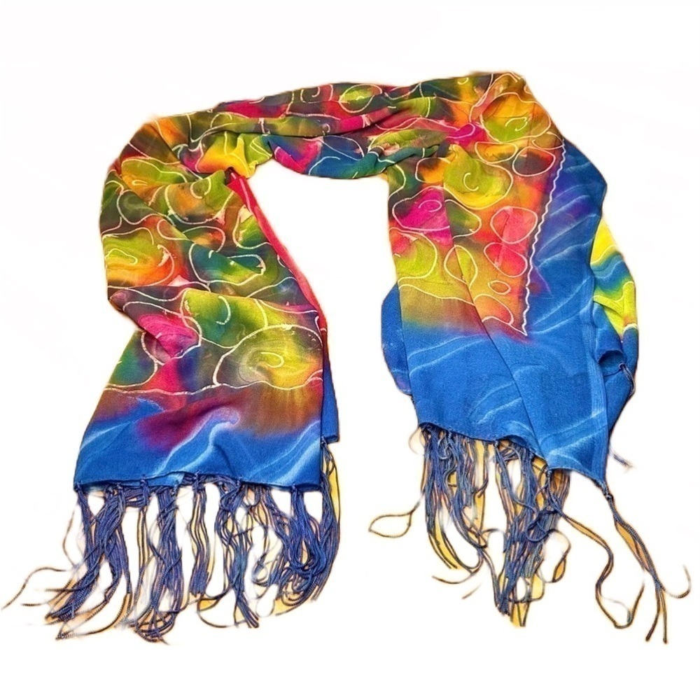Gorgeous Vibrant and Colorful Jamaican Scarf, OS